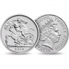 SV * Marea Britanie UK 20 POUNDS 2013 * 15.71 g ARGINT .999 * Sf. Gheorghe* UNC+ foto