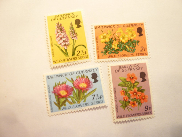 Serie - Flora salbatica -Guernsey , 4 val.