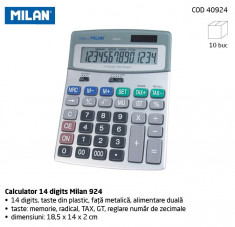 Calculator Milan 924, 14 digits, taste plastic, fata metalica. foto