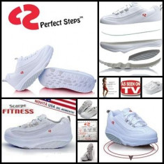 PANTOFI SPORT ALBI TALPA CONVEXA DAMA PERFECT STEPS MEDICINALI SLABIT ANTICELULI