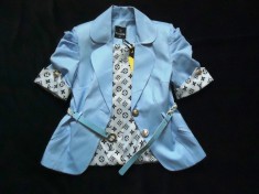 SACOU BLEIZER DAMA BLEU MANECA SCURTA SUPRADIMENSIONATA CADOU CUREA PIELE ECO