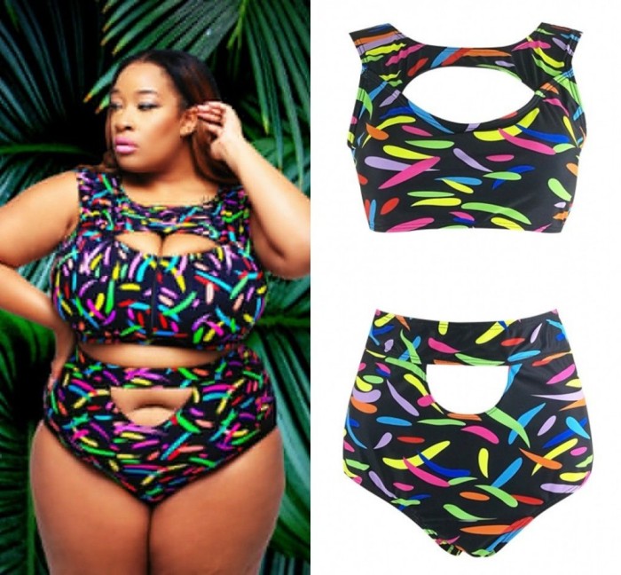 Costum de baie cu talia inalta si bustiera L/XL