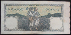 Bancnota 100000 lei - ROMANIA, anul 1946 / Octombrie *cod 56 foto