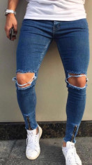 Blugi-barbati tip Zara pantaloni-jeans slim fit rupti-skinny foto