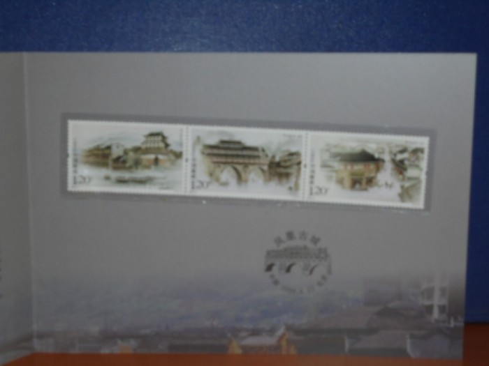 PREZENTARE SPECIALA CHINA 2009- VECHIUL ORAS FENGHUANG-SET 3 TIMBRE PRINTATE-