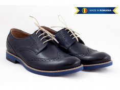 Pantofi barbati eleganti din piele naturala CAROL - 500BLUE foto