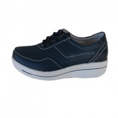 Pantof confortabil din piele naturala bleumarin cu talpa plina (Culoare: BLEUMARIN, Marime: 39) foto