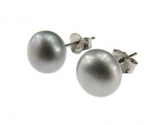 Cercei argint cu perle de cultura gri 8 MM foto