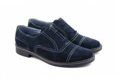 Pantofi bleumarin barbati piele naturala velur casual-office - Made in RO foto