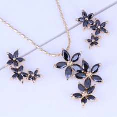 Bijuterii floricele black placate cu aur foto