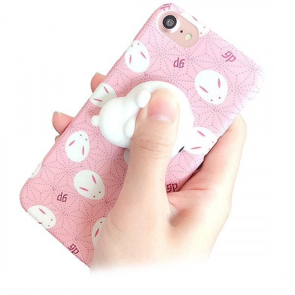 Husa Apple iPhone 7 3D Squishy Lovely Rabbit roz foto mare Husa Apple iPhone 7 3D Squishy Lovely Rabbit roz foto mare