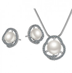 Bijuterii argintii ovale cu perle foto