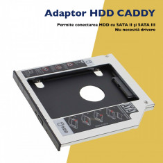 Adaptor Universal HDD/SDD Caddy 12.7 mm SATA Slim - Rack Unitate Optica foto