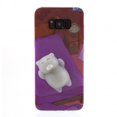 Carcasa protectie spate cu pisica Squishy pentru Samsung Galaxy S8+, mov foto