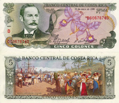 COSTA RICA 5 colones 1990 UNC!!! foto