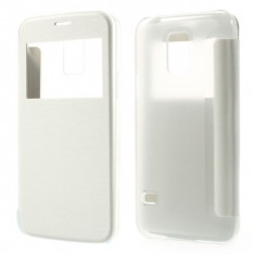 Husa de protectie flip cover cu ferestra pentru Samsung Galaxy S5 mini - alba foto