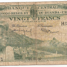 Belgian Congo Ruanda-Urundi 20 Francs 1957 U