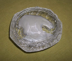 bomboniera/ cutie pt bijuterii din sticla capac cu urs polar in relief foto
