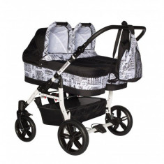 Carucior gemeni PJ Stroller 3 in 1 Black foto