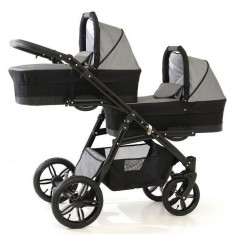 Carucior gemeni PJ Stroller Lux 2 in 1 Grey foto