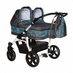 Carucior gemeni PJ Stroller 2 in 1 Blue foto