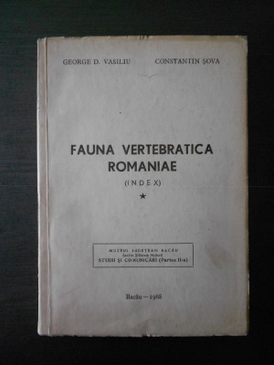 GEORGE D. VASILIU - FAUNA VERTEBRATICA ROMANIAE (index) cu autograf si dedicatie foto