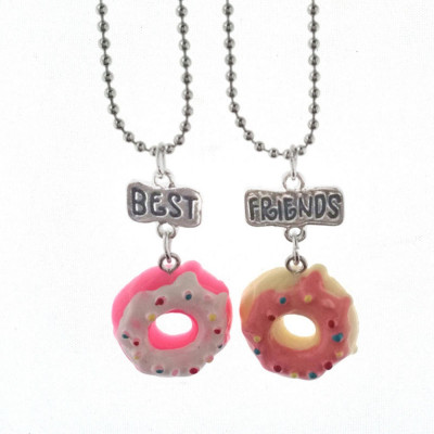 Medalion / Pandantiv / Colier / Lantisor - BFF / BEST FRIENDS Donuts 2 - Gogosi foto