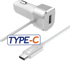 Incarcator USB auto USB Type C Car Charger iFans 15W 5V/3A (alb) foto