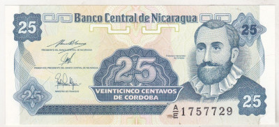 bnk bn Nicaragua 25 centavos 1991 unc foto