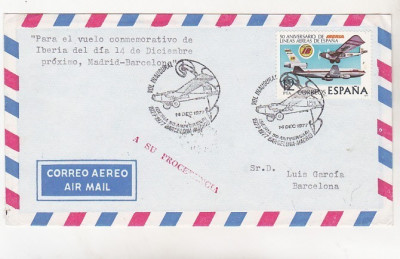 bnk fil Spania 1977 aerofilatelie plic stampila ocazionala IBERIA foto