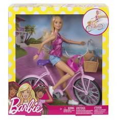 Jucarie fetite papusa Barbie cu bicicleta foto