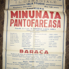 Afis Teatrul National ILCaragiale-Sala Studio -Minunata Pantofareasa-G.Lorca1958