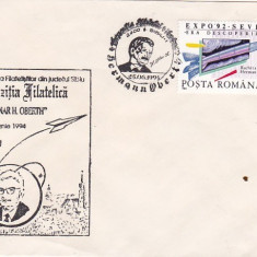 bnk fil Plic stampila ocazionala Expofil Centenar H Oberth Sibiu 1994