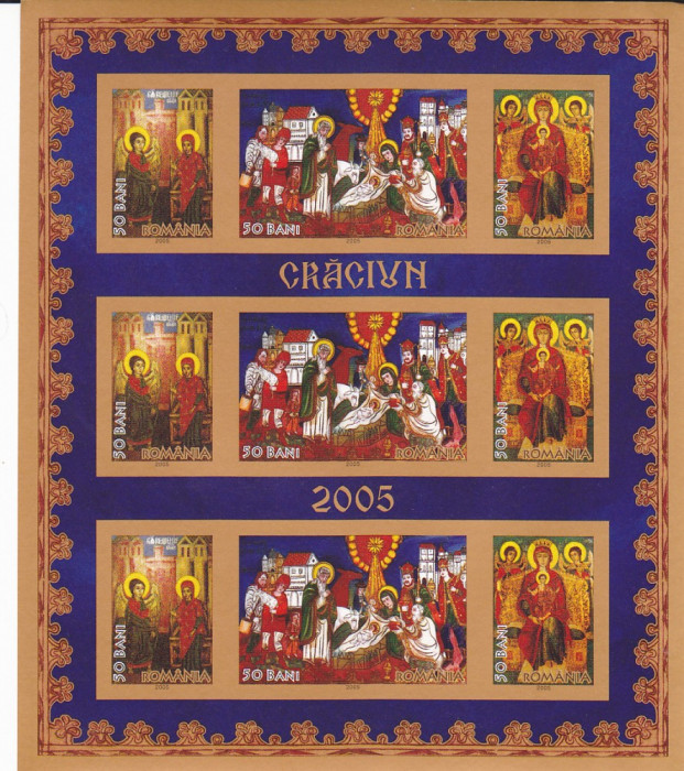 CRACIUN,BLOC NEDANTELAT,2005 MNH,ROMANIA.
