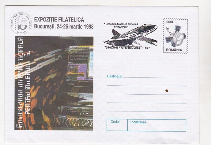 bnk fil Expozitia filatelica CEDAN `98 Bucuresti stampila ocazionala