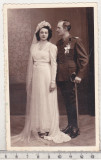 Bnk foto Militar cu sotie - interbelica, Romania 1900 - 1950, Sepia