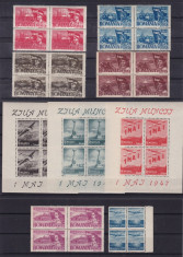 ROMANIA 1947 LP 217 - 1 MAI ZIUA MUNCII BLOCURI DE 4 TIMBRE MNH foto