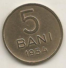 ROMANIA RPR 5 BANI 1954 [1] XF++ , livrare in cartonas foto