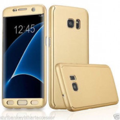 Husa fata-spate pentru Samsung S7 EDGE cu folie de protectie GRATIS - GOLD foto