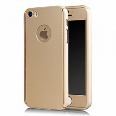 Husa fata-spate pentru iPhone 5 cu folie de protectie GRATIS- GOLD foto