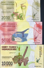 Bancnota Madagascar 2.000 - 10.000 Ariary (2017) - PNew UNC ( set 3 bancnote ) foto