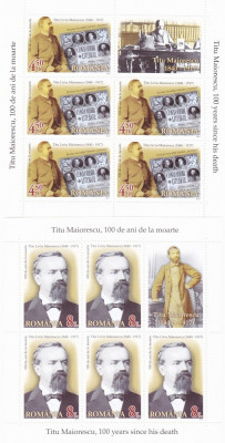 TITU MAIORESCU,MINISHEET 2017, MNH,ROMANIA. foto