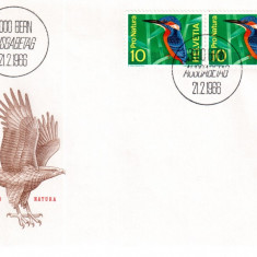 ELVETIA 1966, FDC, Fauna, Pasari, Pro Natura