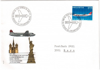 ELVETIA 1972, FDC, Aviatie, Pro AERO foto