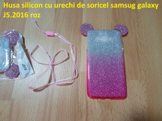 Husa silicon cu urechi de soricel samsug galaxy J5.2016 roz foto