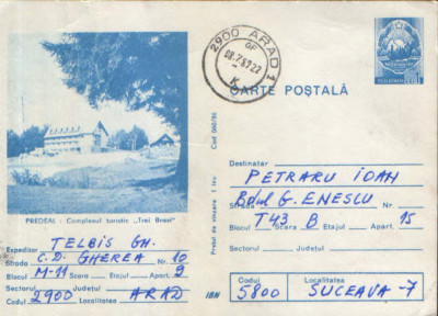 Romania - Intreg postal CP circulat,1986 - Predeal -Complexul turistic &amp;quot;3 Brazi&amp;quot; foto