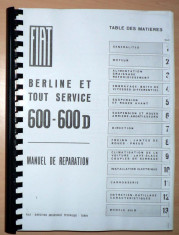 Manual de reparatii Fiat 600, 600 D - in Franceza - copie xerox - foto