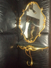 Eleganta consola cu oglinda din bronz in stilul francez foto