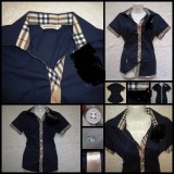 Camasa Dama Bleumarin Bumbac Slim Fit, Cambrata, Maneca Scurta - Office Elegant