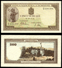 500 LEI 02 aprilie 1941 filigran vertical UNC necirculata foto